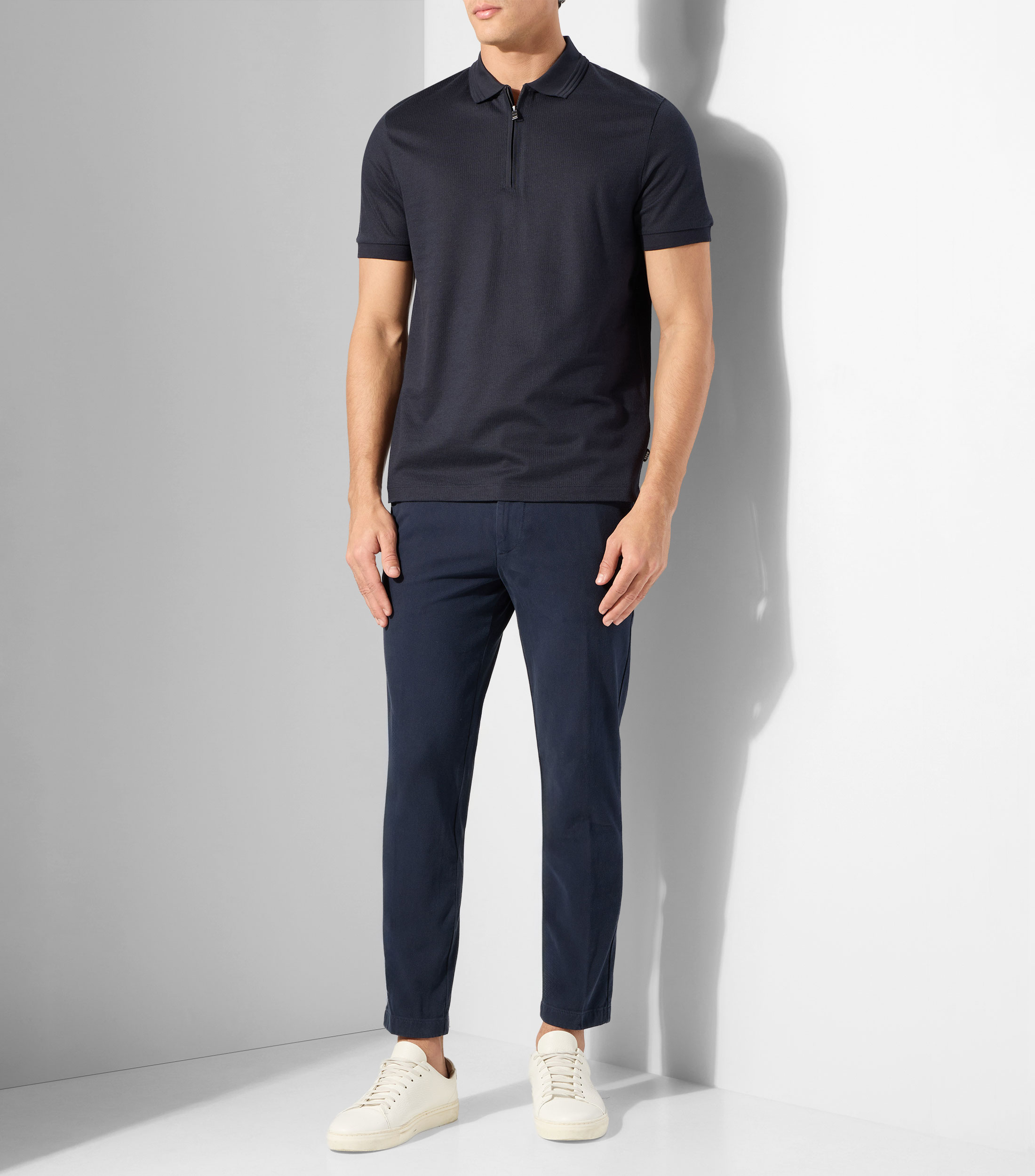 Polo de algodón con tapeta de cremallera Hombre